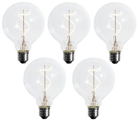Set 5 becuri Bec cu filament spirală LED E27 reglabil G95 4W 270lm 2700K