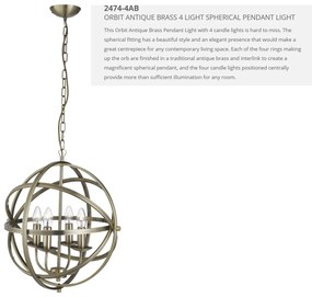Lustra suspendata stil traditional Orbit alama antic 2474-4AB SRT