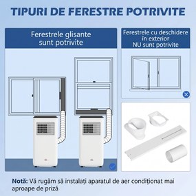 Aparat portabil de aer condiționat HOMCOM de 7.000 BTU | Aosom Romania