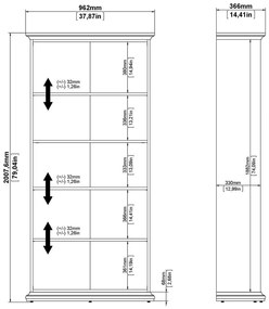 Bibliotecă albă 96x201 cm Paris – Tvilum