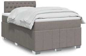 vidaXL Pat box spring cu saltea, gri taupe, 120x200 cm, textil