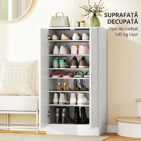 HOMCOM Dulap pentru Pantofi cu 6 Rafturi Ajustabile din Lemn 55x35x108 cm Alb | Aosom Romania
