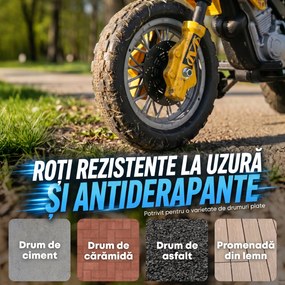 Moto Cross Electric pentru Copii HOMCOM cu Role, Galben | Aosom Romania