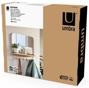 Cuier de perete alb/în culoare naturală cu raft din lemn masiv de fag Estique – Umbra