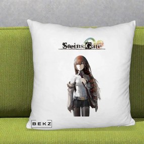 Perna Personalizata Steins Gate Kurisu Makise Anime, 40x40 cm, Alb Pufos, Husa Detasabila, Perna Inclusa, BEKZ®