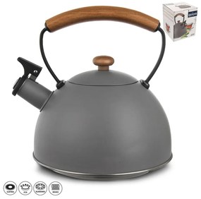 Ceainic gri din oțel inoxidabil 3 l Wooden – Orion