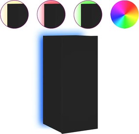 vidaXL Comodă TV de perete cu lumini LED, negru, 30,5x35x70 cm