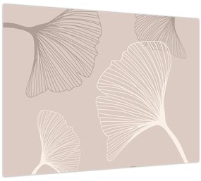 Tablou pe sticlă - Frunze bej N⁰6 (70x50 cm)