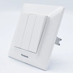 Intrerupator triplu 10A, IP20, Alb, Panasonic Arkedia Slim