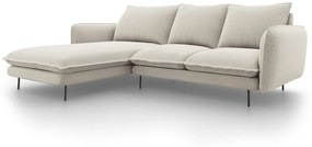 Coltar tapitat Vienna 5 locuri picioare negre – L255 x l170 x h95