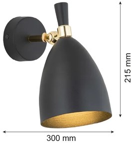 Aplică CHARLOTTE 1xE27/15W/230V neagră/aurie Argon 4701