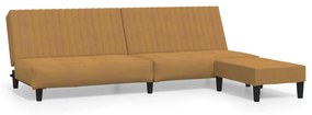 3081862 vidaXL Canapea extensibilă cu taburet, 2 locuri, maro, catifea