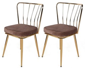 Set de scaune de sufragerie Yildiz Light Brown andGold, 2 buc., 2 buc.