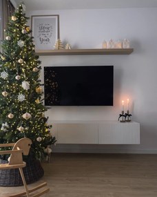 Dulap TV Nicole suspendat 200 cm cu sertar - alb mat