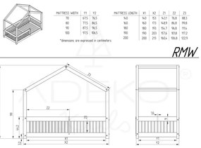 Pat pentru copii în culoare naturală de tip casă din lemn de pin 120x200 cm Mila RMW – Adeko
