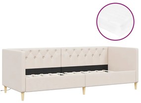3080454 vidaXL Pat de zi cu saltea USB, crem, 90x200 cm, textil, USB