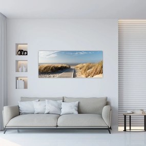 Tablou - Plaja cu nisip de pe insula Langeoog, Germania (120x50 cm)