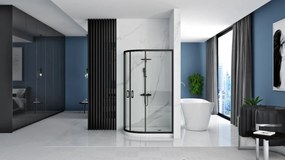 Cabina dus REA Look Black 80x100 + Cada de duș Look White