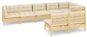 3096454 vidaXL Set mobilier de grădină cu perne crem, 8 piese, lemn masiv pin