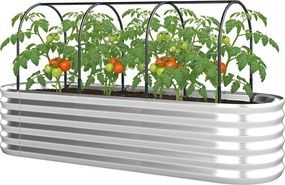 Outsunny Jardinieră Exterioară Mare cuHusă de Seră și Plasă Fund Deschis pentru Patio Terasă 200x60x103 cm Argintiu | Aosom Romania