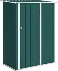 Outsunny Magazie de Grădină 1.07m² din Oțel Zincat, Căsuță pentru Depozitare cu Ușă Blocabilă, Acoperiș Înclinat, 142x86x189 cm, Verde | Aosom Romania