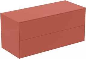 Dulap baza suspendat Ideal Standard Atelier Conca rosu - oranj mat 2 sertare cu blat 120 cm