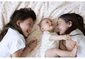 Lenjerie de pat pentru copii, galben-deschis/roz din bumbac organic pentru pat de o persoană 140x200 cm Bows – Cam Cam Copenhagen