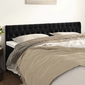vidaXL Tăblii de pat, 2 buc, negru, 100x7x78/88 cm, catifea