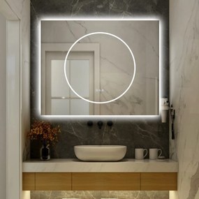 🪞 Oglindă LED cu Touch și Funcție Dezaburire, 3 Tipuri de Lumină – 100x80 cm, Model J193-10080 Smack
