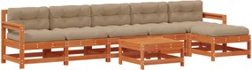 vidaXL Set de lounge pentru grădină 7 pcs Maro Ceară Lemn masiv de pin