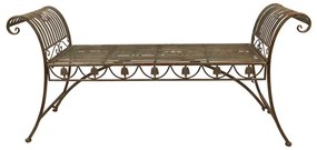 Banca de gradina, verde, din metal, aspect antichizat