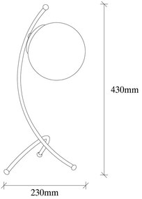 Veioză alb-negru cu abajur din sticlă (înălțime 43 cm) Yay – Opviq lights