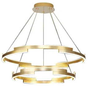 Lustra LED Suspendata Cu Telecomanda, 3 Tipuri De Lumina, Inaltime Reglabila, 85W, Auriu
