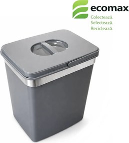 Cos gunoi incorporabil Ecomax Belt, montabil pe usa, gri antracit, 1 x 15 l H:300 mm; L:300 mm; A:220 mm, Polipropilena Otel inoxidabil, Gri