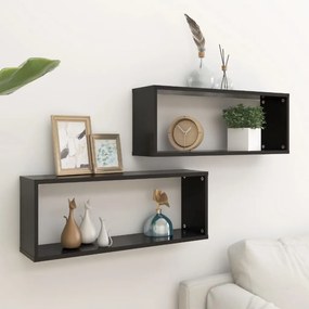 vidaXL Rafturi de perete cub 2 buc. negru 60x15x23 cm lemn prelucrat