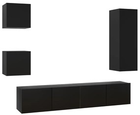3078801 vidaXL Set dulapuri TV, 5 piese, negru, lemn prelucrat