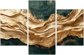 Tablou - Abstracție verde cu auriu II. (90x60 cm)