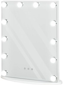 HOMCOM Oglindă de Machiaj cu Becuri LED, Design Modern și Funcțional, Ideală pentru Orice Dormitor, Alb | Aosom Romania