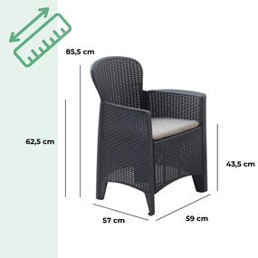 I.P.A.E-Progarden Set grădină AKITA, 3 piese, culoare antracit