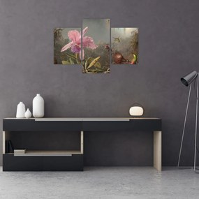 Tablou - Martin Johnson Heade, Cattleya Orchid and Three Hummingbirds, reproducere (90x60 cm)