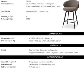 Scaun de bar design elegant LUX Camerota, Scalea grey