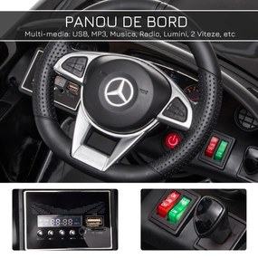 HOMCOM Mașinuță Electrică pentru Copii Mercedes Benz Licențiată 12V Control Manual sau Telecomandă Viteză 3-5km/h Negru | Aosom Romania