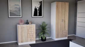 Dulap Miami 80x205 cm stejar sonoma-alb