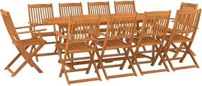 vidaXL Set mobilier de grădină 11 piese 220x90x75cm, lemn masiv acacia