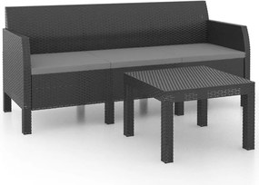 vidaXL Set mobilier de grădină cu perne, 2 piese, antracit, PP ratan