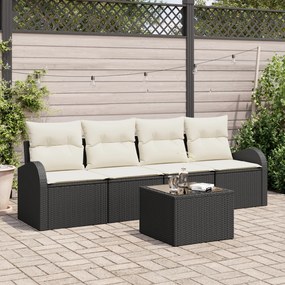 vidaXL Set de canapele pentru grădină 5 pcs Negru 55 x 55 x 37 cm