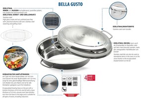 Elo 99938 Tavă de copt cu capac și grătar Bella Gusto 38 x 27,5 cm