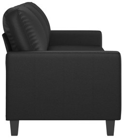 Canapea cu 3 locuri, negru, 180 cm, piele ecologica