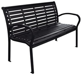 vidaXL Bancă de grădină, negru, 116 cm, oțel și WPC