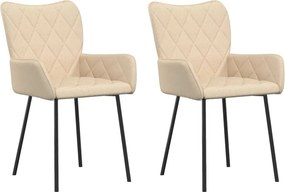 vidaXL Scaune de bucătărie, 2 buc., crem, material textil